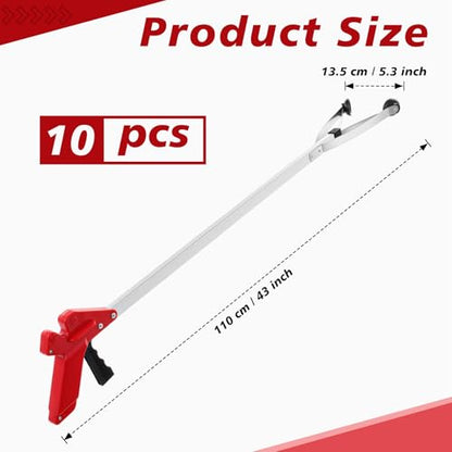 Sabary 10 Pack Suction Cup Trash Picker Grabber Tool,Red,43 Inch - color: Red, size: 43 Inch