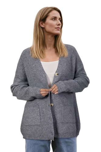 OUGES Women's Wool Blend Chunky Oversized Cardigan Soft Knit Button Down Sweater with Pockets 2026 - color: Light Grey, size: Large