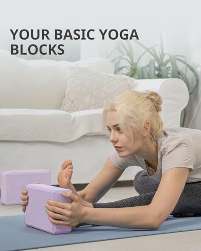 Yoga Blocks 2 Pack with Supportive Non-Slip Foam for Yoga Pilate Stretching - color: Lavender