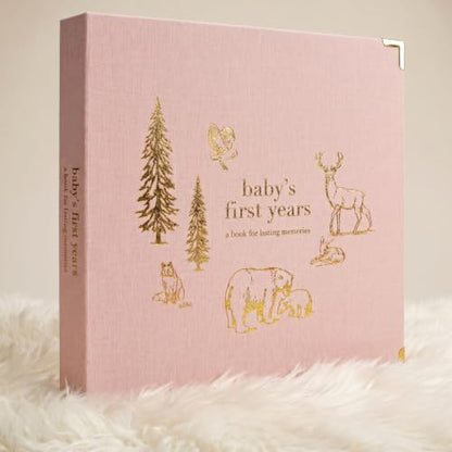 Keepsake Baby Memory Book for Boys and Girls - Timeless First 5 Year Book - color: Pink