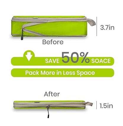 Compression Travel Packing Cubes with White Mesh, Green, 4Pcs - color: Green, size: Set of 4
