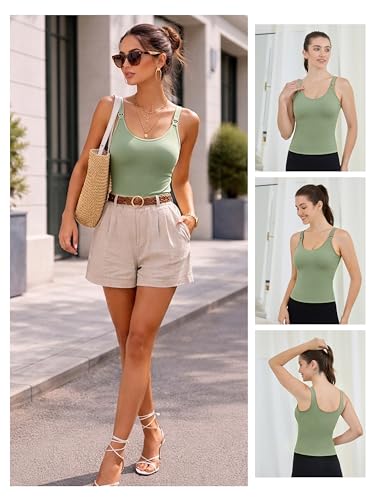 Ecavus Nursing Tank Tops with Built in Bra, Nursing Sport Bra - color: Grey Sage, size: X-Large