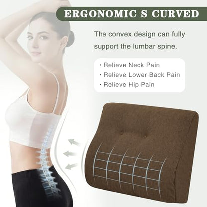 baibu Patented Dual-Layer Memory Foam Lumbar Pillow for Recliner, Brown - color: Brown