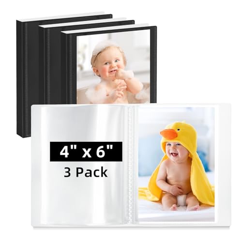 Vienrose Small Photo Album 3 Pack 4x6 Holds 52 Photos Each Black - color: Black, size: 4x6 (3 PK)