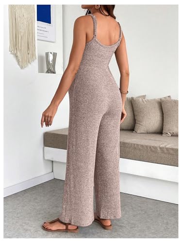 MakeMeChic Women's Maternity Cami Jumpsuit Ribbed Pregnancy Overalls Romper - color: Pink, size: Medium