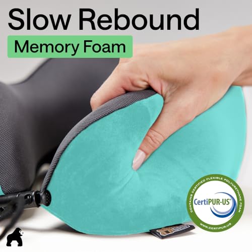 GORILLA GRIP Travel Neck Pillow for Airplanes, Travel Essentials, Turquoise - color: Turquoise