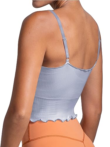 Sunzel 2 Pack Women's V Neck Ribbed Camisole Tank Tops with Ruffle Trim - color: Black&grey, size: Medium-Large