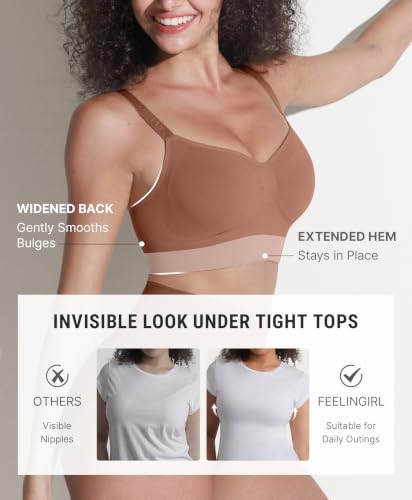 FeelinGirl Bras for Women Comfy Seamless Wireless Bralettes - color: Light Brown, size: Small