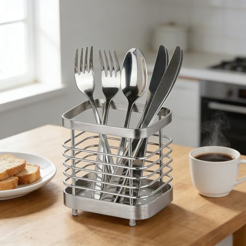 Utensil Holder, Stainless Steel Utensil Drying Rack for Kitchen Counter - color: Small, Silver