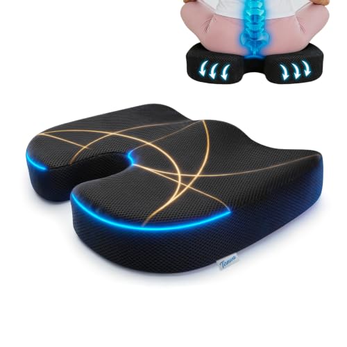 Coccyx & Tailbone Support Seat Cushion, Black - color: Black
