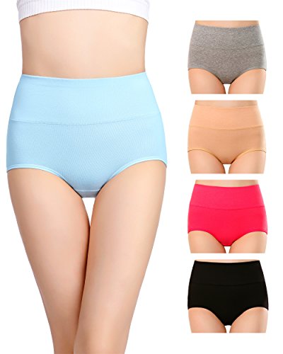 Womens High Waist Cotton Panties C Section Recovery Postpartum Soft Stretchy Full Coverage Underwear(5 Pack) - size: Medium