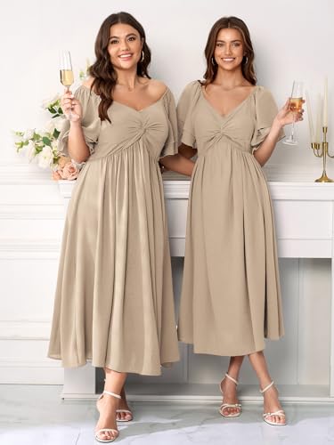 SCOMCHIC Women's Plus Size Cocktail Dress - color: Beige, size: X-Large Plus