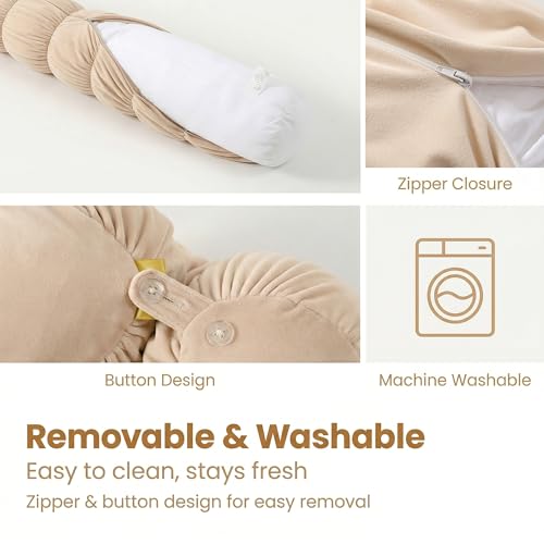 Pat. Pend. Long Body Pillow for Adults, 59 Inch, Beige - color: Beige, size: 59" x 7.87"
