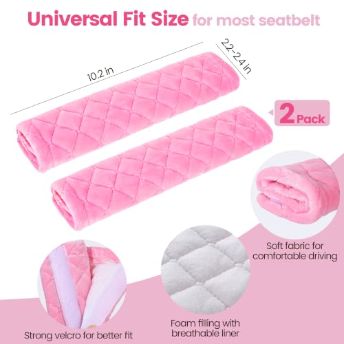Amooca 2 Pack Seat Belt Covers Soft Shoulder Pad for Cars & Backpack - color: D: Pink