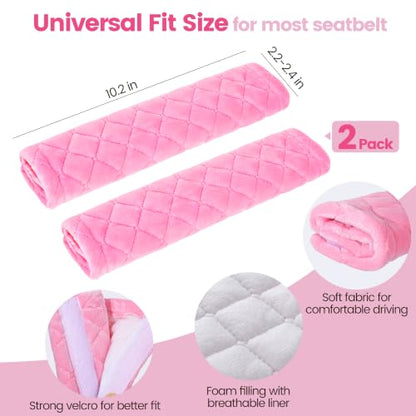 Amooca 2 Pack Seat Belt Covers Soft Shoulder Pad for Cars & Backpack - color: D: Pink
