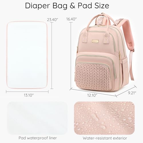 AIJIEKE Diaper Bag Backpack, Large Multi-functional Diaper Backpack, Pink - color: Pink