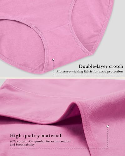 Womens Mid High Waisted Cotton Underwear Breathable Briefs Panties 5 Pack - color: Multicolor-5 Pack-01-b, size: Medium