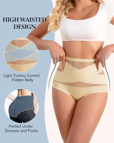 Womens Tummy Control Underwear High Waisted Shapewear 4/5 Pack - color: Multicolor, size: Large