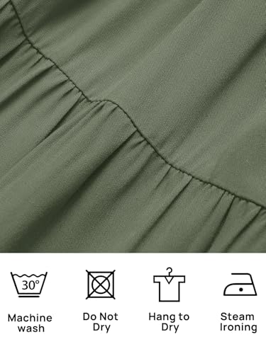 CzzzyL Women's Nursing Dress Flutter Sleeve Crew Neck Smocked Midi Pockets - color: Green, size: X-Large