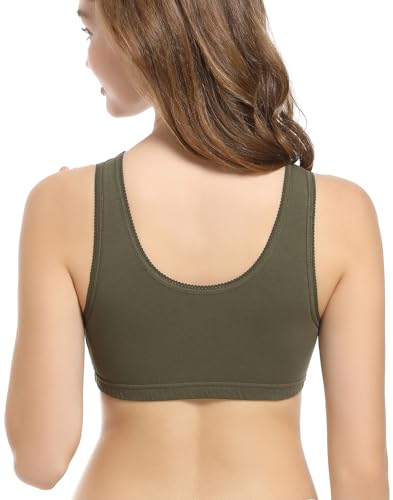 CAKYE 3 Pack Maternity Nursing Sleep Bra Breastfeeding Cotton Bralette - color: Nude/Army Green/Atrovirens, size: Small