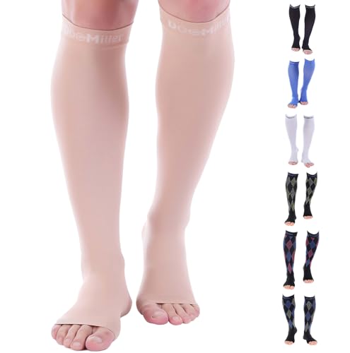 Doc Miller Open Toe Compression Socks 30-40 mmHg for Women & Men, 1 Pair - color: Beige, size: 4X-Large