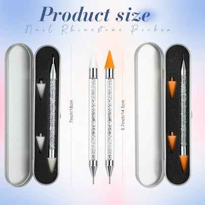 Tatuo 2 Pieces Rhinestone Picker Dotting Pen, Wax Pencil Pen, White - color: White