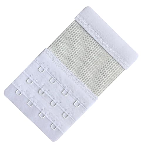 Women Pack of 3 Soft Comfortable 4 Hooks Bra Extender - color: White, 1/2 Inch Spacing