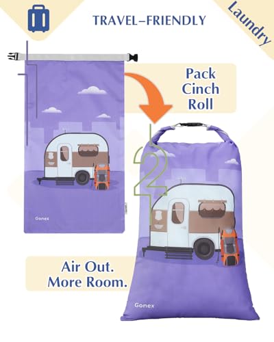 Gonex 6-Piece Compression Packing Cubes with Shoe & Laundry Bags - color: RV, size: 6 Set