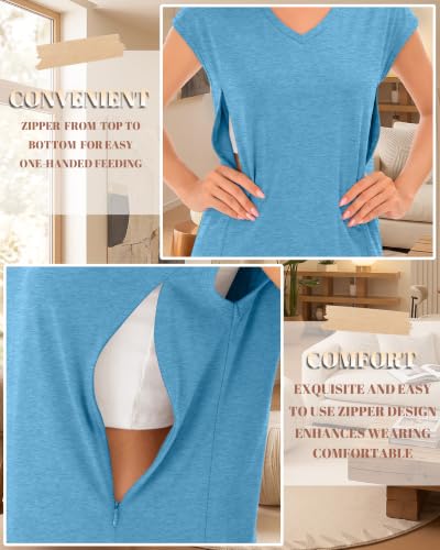 3 Pack Womens Nursing Tops V Neck - color: Blue, Apricot, Black, size: XX-Large