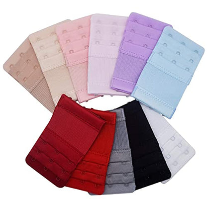 Elastic Back Bra Band Extender 3 X 3 Hook and Eye Tape Stretchy Extension - color: 11pcs/Pack (Multicoloured, Hook Center Size 3/4")