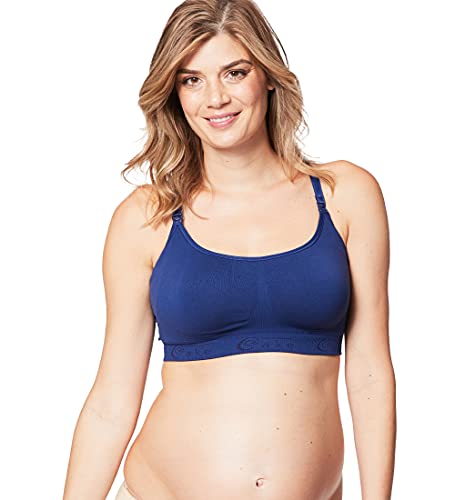 Cake Maternity Cotton Candy Wirefree Nursing Bra for Breastfeeding, Seamless Maternity Sleep Bra - color: Navy Blue, size: Small