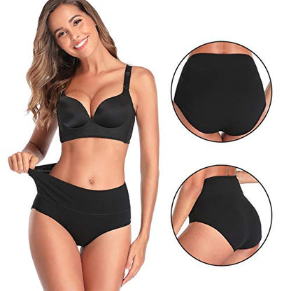 Womens Cotton Underwear High Waisted Full Coverage Briefs Ladies Panties - color: Dark, 5-pack, size: Small