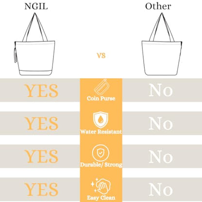 NGIL Medium Canvas Tote Bag with Coin Purse - color: Baseball and Softball-black