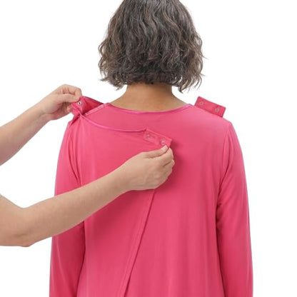 Silverts Women's Adaptive Open Back Nightgown, Assisted Dressing Sleepwear - color: Pink, size: Medium