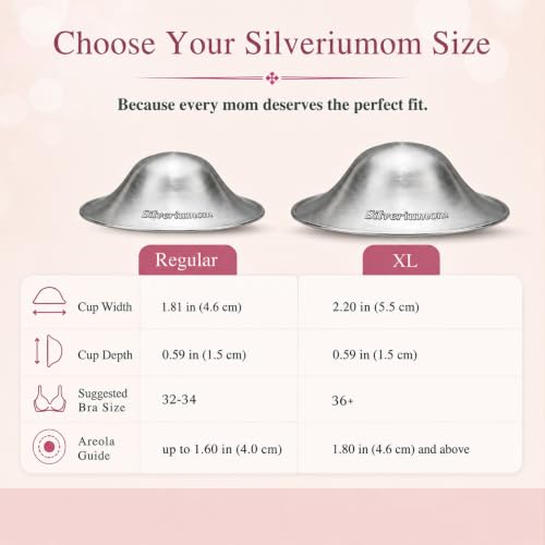 Silveriumom Silver Nursing Cups, Nipple Shields & Covers for Breastfeeding (X-Large) - size: X-Large