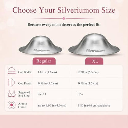 Silveriumom Silver Nursing Cups, Nipple Shields & Covers for Breastfeeding (X-Large) - size: X-Large