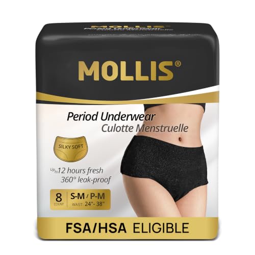 MOLLIS Disposable Period Underwear, Postpartum Panties, S/M, Black, 8Ct - size: Small/Medium(8 Count)