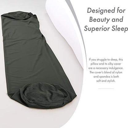 Microbead Body Pillow Full Size, Side Sleeping & Pregnancy, 48x8 in, Black - color: Black, size: Pillow & Cover