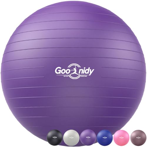 Soft Exercise Ball, Yoga Pregnancy Ball Chair, Pilates Equipment with Pump - color: Purple, size: L(23-26inch/58-65cm)