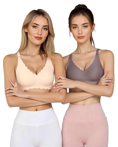 Gailife 3 Pack Nursing Bras for Breastfeeding Seamless Maternity Sleep Bra - color: Black/Beige/Grey, size: Medium