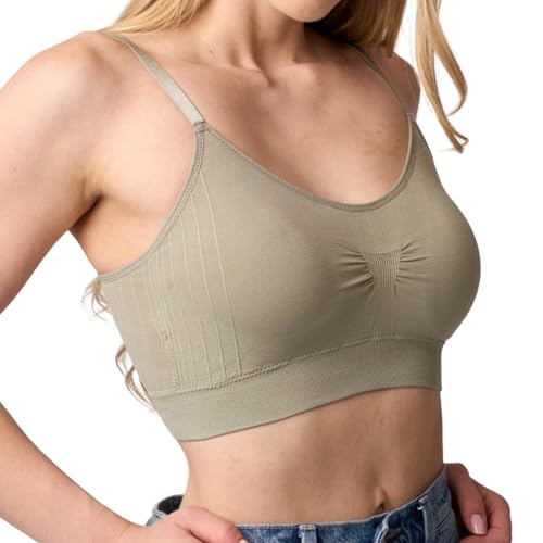Coobie Seamless Scoopneck Bra - color: Sage Green, size: Large