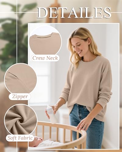 Oakgarden 3 Pack Women's Oversized Nursing Tops - color: Khaki, White, Black, size: X-Large