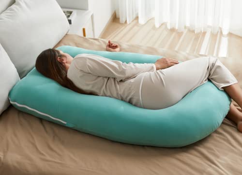 Momcozy Pregnancy Pillow for Sleeping - U Shaped Full Body Maternity Pillow - color: Tiffany Blue