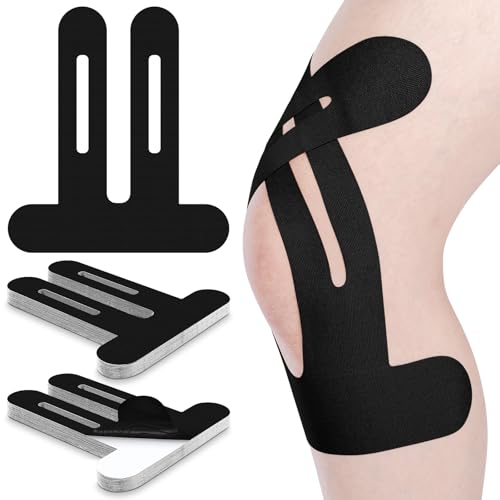 50 Pcs Precut Kinesiology Tape for Knees, Black - color: Black