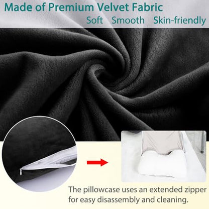 Shredded Memory Foam U Shaped Pregnancy Pillow with Cover - color: Black
