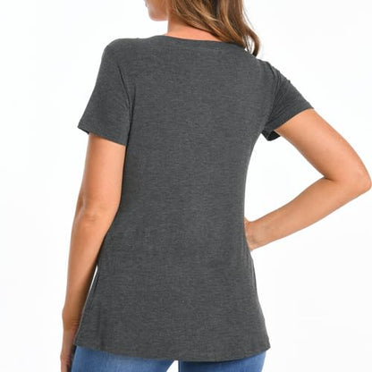 Bearsland Womens 3 Packs V Neck Nursing Tops Maternity Breastfeeding Tee Shirts - color: Black+gray+blue（3pcs）, size: Medium
