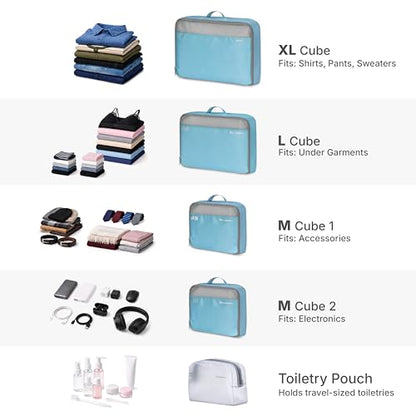 Traveler's Choice Cloverland Packing Cubes, 5-Piece Set, Light Blue - color: Light Blue