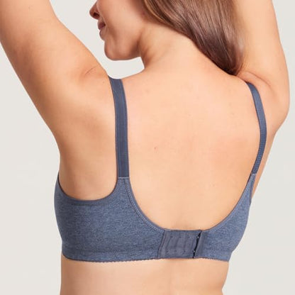 Gratlin Women's Plus Size Cotton Nursing Bra Wireless Breastfeeding Maternity Bras - color: Blue Marl, size: 36D