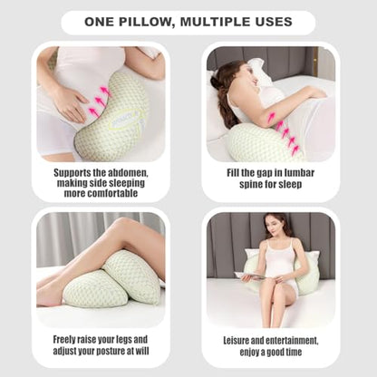 Pregnancy Pillow - Adjustable Maternity Support for Back & Belly, Multi-Use Body Pillow with Soft Cover, Must-Have for Pregnancy - color: Pink