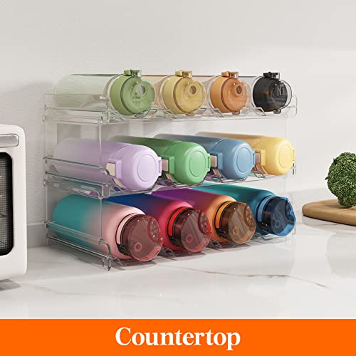 Lifewit Stackable Water Bottle Organizer for Cabinet, Clear Tumbler Holder - size: 3 Tier-12 Bottle